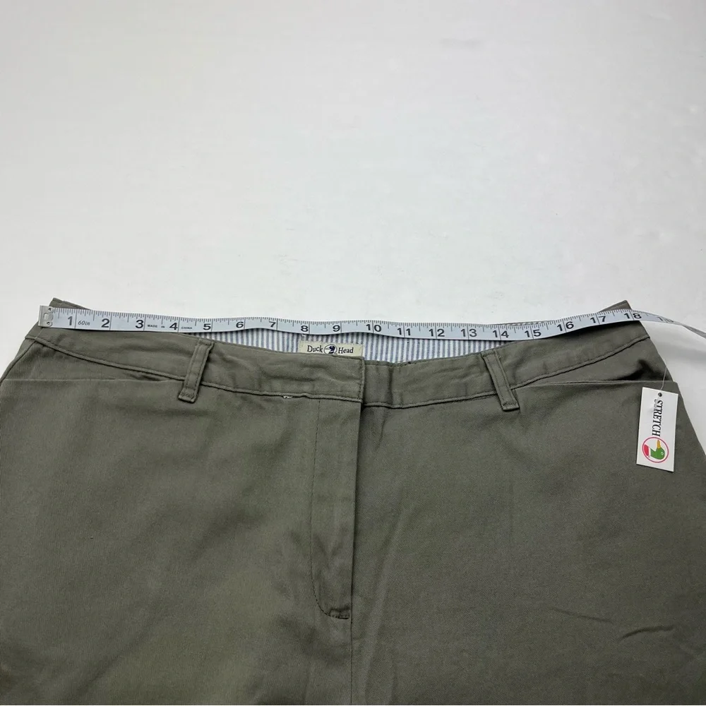 Duck Head‎ Stretch Twill Pant Womens Size 18 Green Pockets Preppy NEW